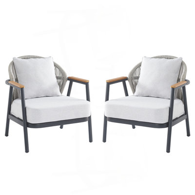 Ensemble de 2 fauteuils club en corde Orla