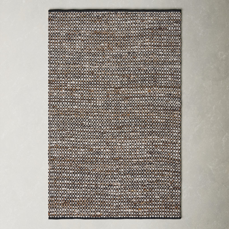 Gabino Geometric Handmade Flatweave Area Rug in Black/Ivory, Rectangle 4' x 6'