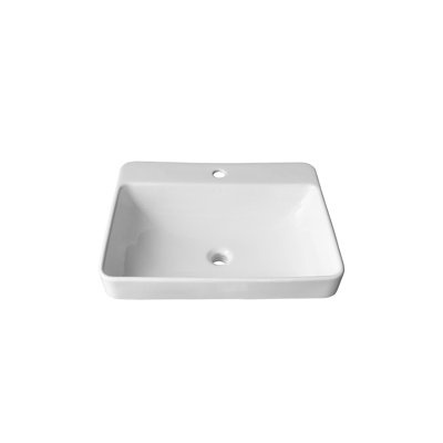 White Ceramic Rectangular Drop-In Bathroom Sink