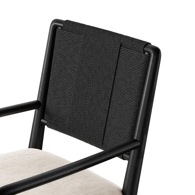 Rothler Dining Armchair-Alcala Wheat, Black Brushed Ash, Essence Natural