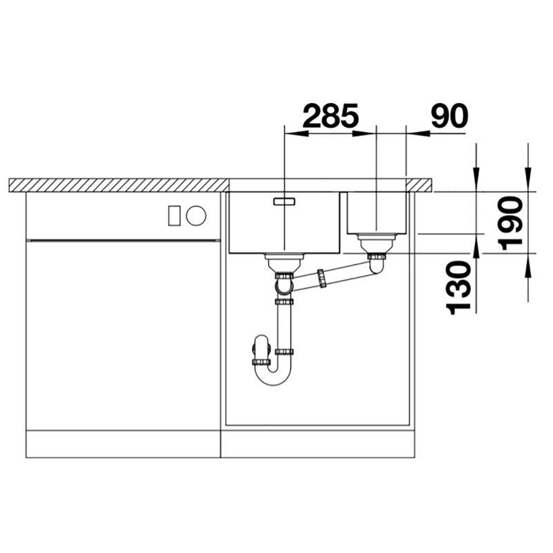 Andano Undermount Kitchen Sink, Left