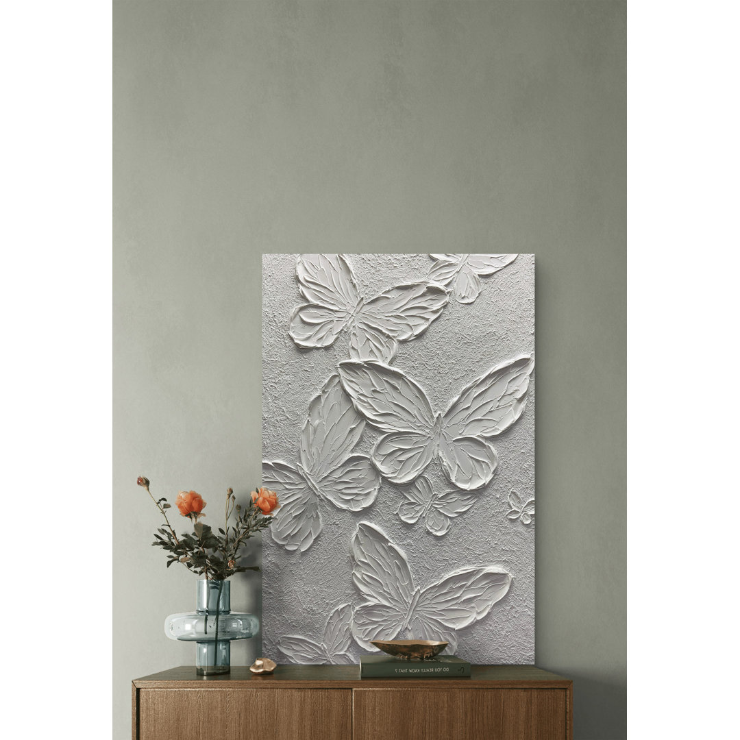 " Textured Butterfly Canvas Wall Art " Painting Print August Grove®