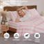 Ensemble de draps 100% coton grand lit - Literie à rayures roses et blanches, tissage percale doux et respirant, drap à poche profonde à rayures larges 17,5 po, aspect lin luxueux, literie 4 pièces toutes saisons-123229417-123229412