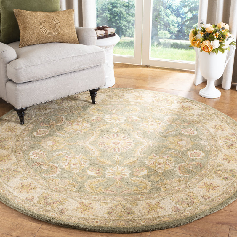 Tapis oriental en laine touffeté à la main Dunbar, Rond 3 pi 6 po