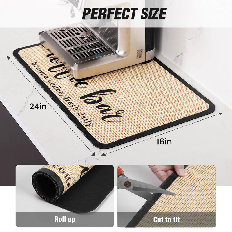 Tapis de café avec tapis en caoutchouc imperméable