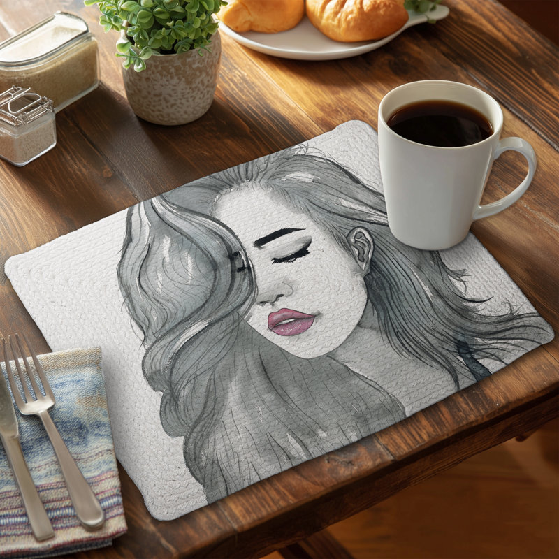 Beautiful Female Hair Braided Polyester Placemats - Set of 4