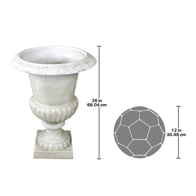 Whitewashed Cast Iron Outdoor Urn Planter, 20" x 26"