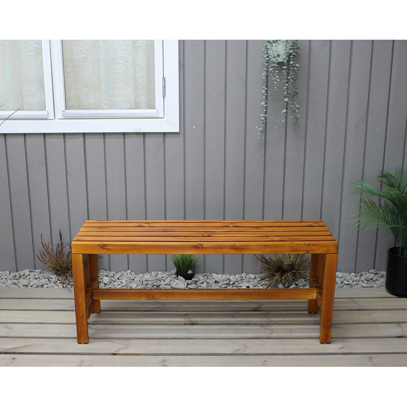 Madhav Solid Wood Pine Outdoor Bench, Honey
