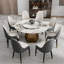 Table tournante en pierre artificielle blanche de 31,5 pouces, blanc (table de salle à manger seulement); Avec base en métal-26533705-26533684