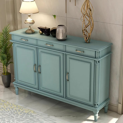 Banc de rangement bleu en bois manufacturé