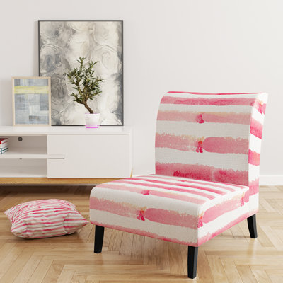 Fauteuil de chambre rembourré à motifs rose et blanc