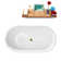 51" Streamline Soaking Glossy White Freestanding Tub and Tray With Internal Drain