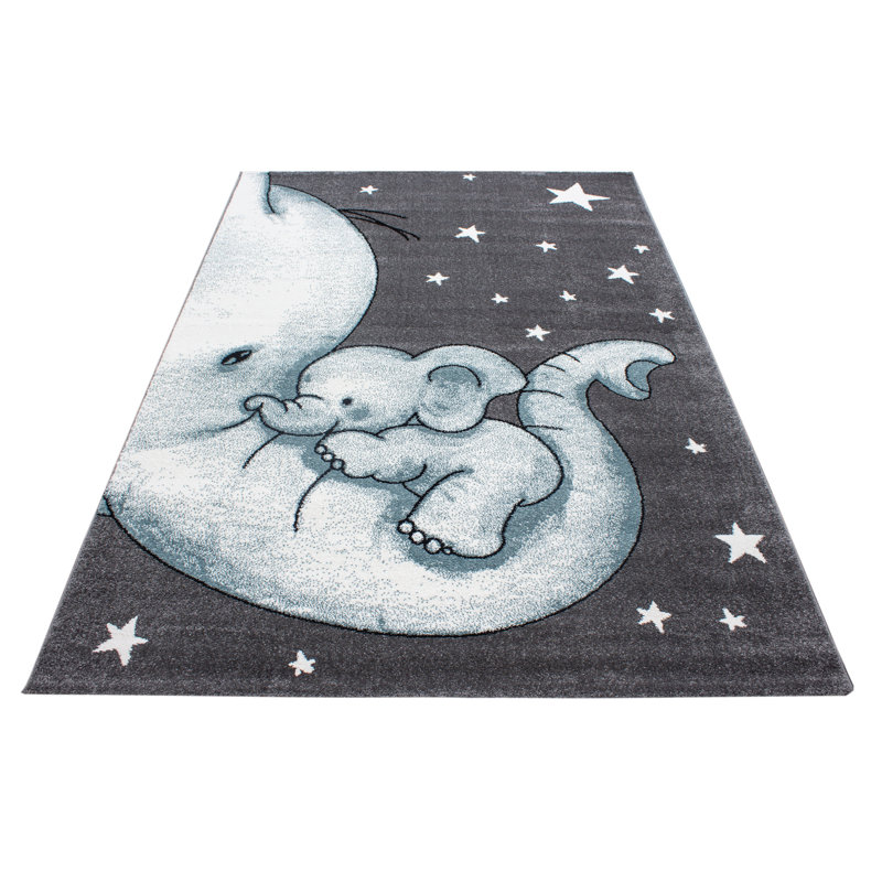 Legrand Hooked Blue/Grey Rug, Rectangle 80 x 150cm