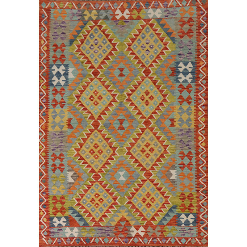 Tapis géométrique Kilim 6 x 8