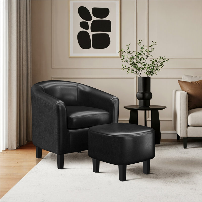Fauteuil demi-tonneau avec repose-pieds Andina, Noir