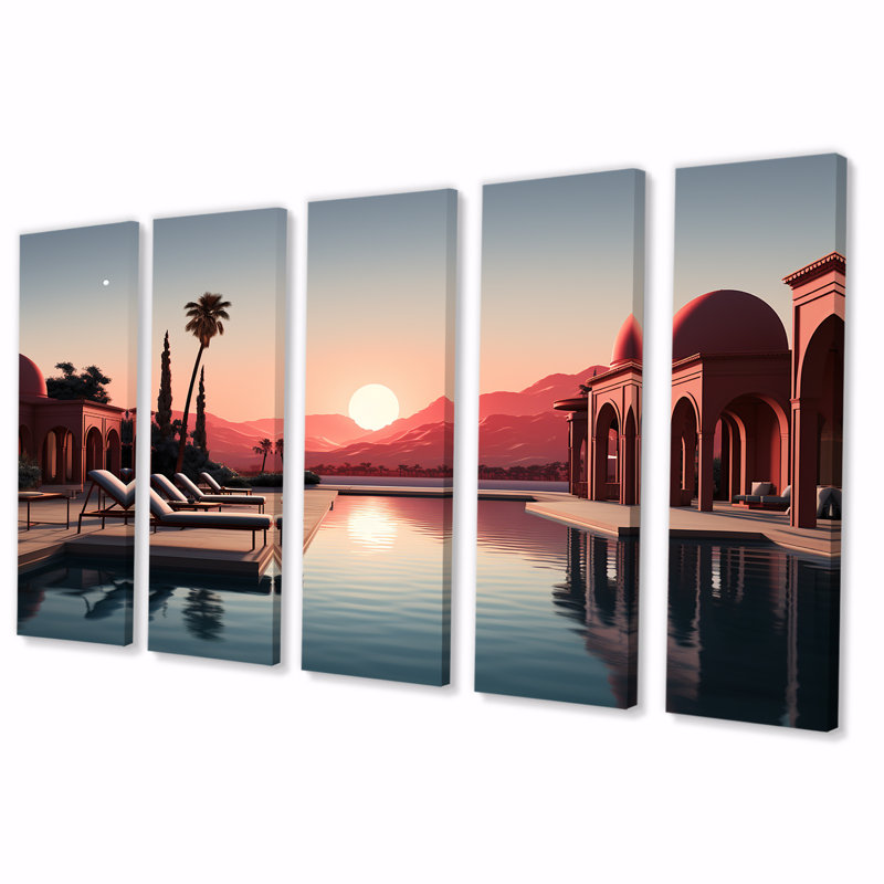 «Desert Coastal Paradise - Desert», ensemble d'art mural 5 pièces, H 28 po x l 60 po