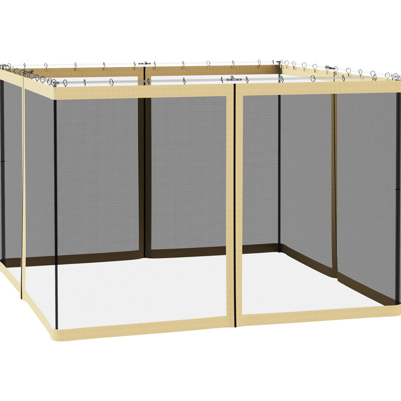 Moustiquaire beige 10 pi x remplacement de la paroi latérale du pavillon de jardin - Gardez le porche propre, à l'usure, s'adapte à plusieurs types, paroi latérale de filet de patio facile à installer, contre les intrusions d'insectes et les feuilles, processus simple
