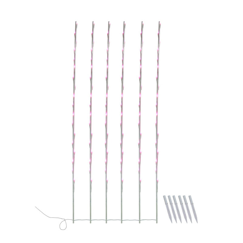 108 Pre-Lit LED Branch Patio Outdoor Garden Novelty Christmas Light Stakes - 8.5 ft White Wire, Pink