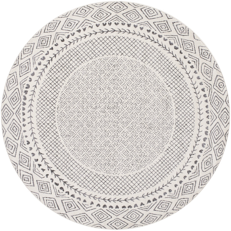 Calvo Light Beige/Charcoal Area Rug, Round 6'7"