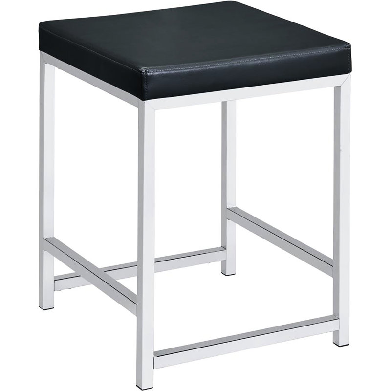 Tabouret de coiffeuse carré gris foncé sans dossier avec coussin en mousse souple revêtu de tissu d'ameublement contemporain