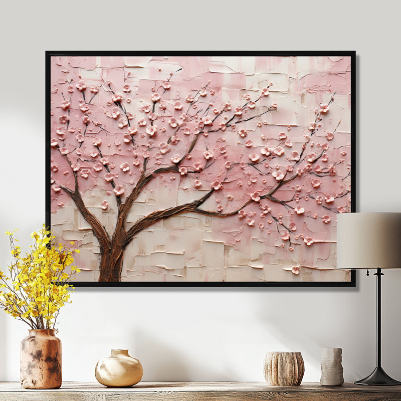 «Cherry Blossom Whisper», reproduction d'art sur toile, Cadre flottant noir, H 16 po x l 32 po x P 1 po