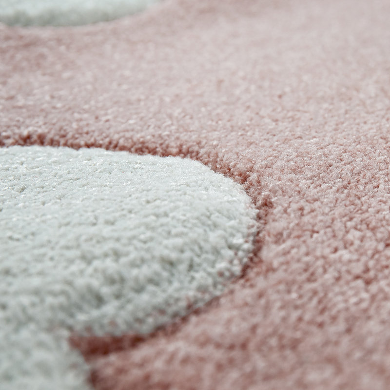 Tapis rose / blanc gagnon, Carré 4 pi 4 po