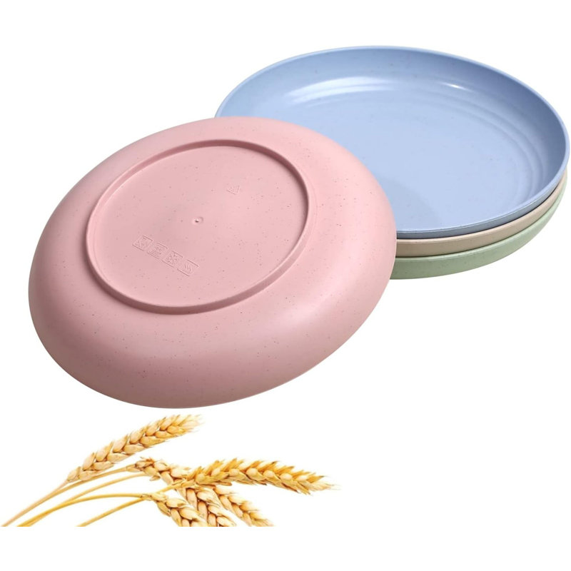 Assiettes en paille de blé légères et incassables, ensemble d'assiettes à vaisselle allant au lave-vaisselle et au micro-ondes