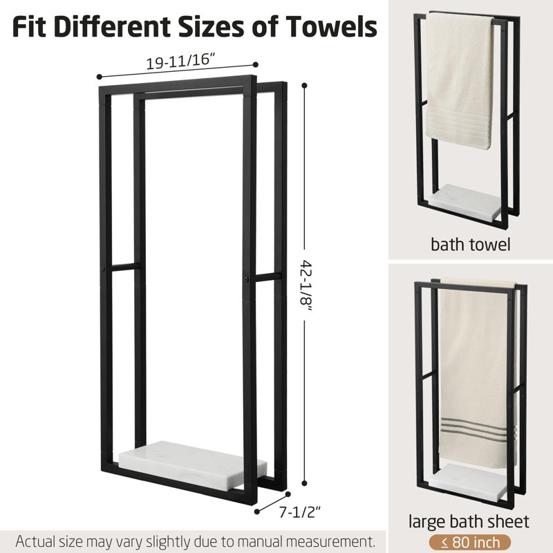  Porte-serviettes sur pied KES, H 42,13 po x L 7,5 po x P 19,69 po