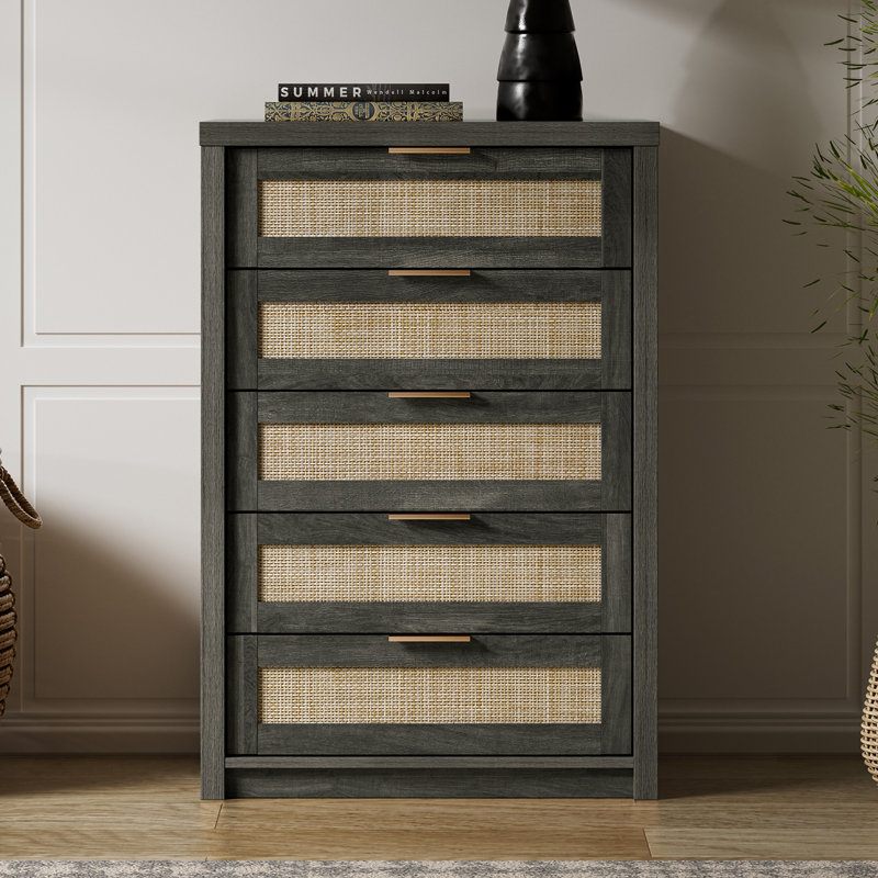 Arianna 29.5" W 5-Drawer Dresser, Midnight Oak