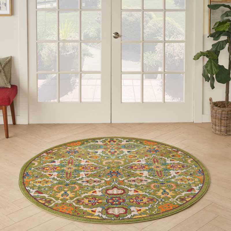 Weylyn Floral Indoor Rug, Round 5'3"