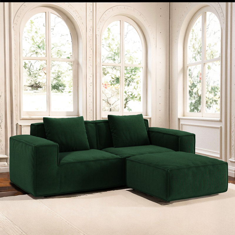 Modulaire à 3 places avec velours en velours côtelé, convertible en lit, mousse, large, convient à différents espaces Structure éponge, siège plus profond, surélevé, housse respirante de luxe