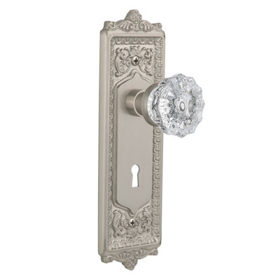 Egg & Dart Plate avec trou de serrure décoratif et bouton de porte en cristal