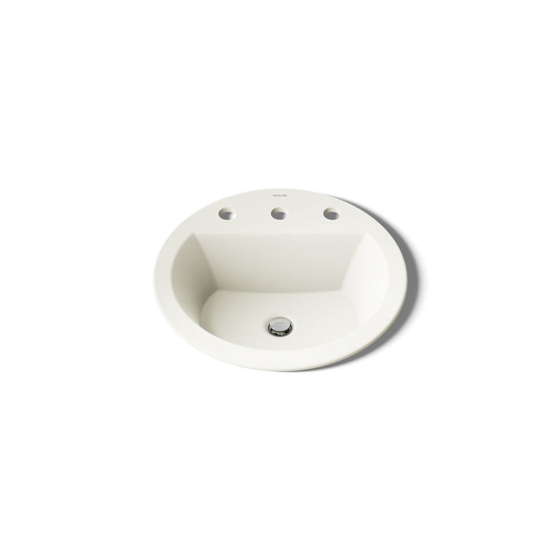 Bryant Ceramic Circular Drop-In Bathroom Sink with Overflow, 8'' Centers, Biscuit