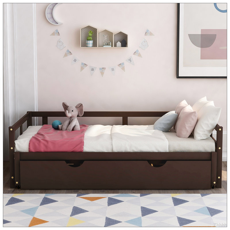 Extending Daybed with Trundle, Wooden Daybed with Trundle, Espresso, Espresso