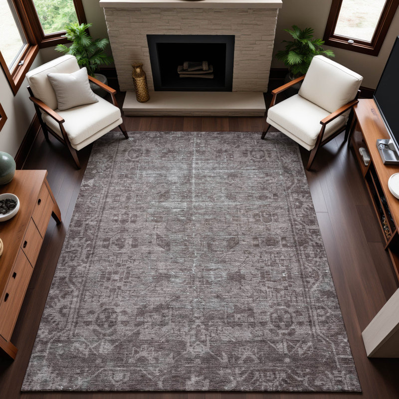 Premium Machine Washable Larock AMF1228 Global Rug, Rectangle 10' x 14'