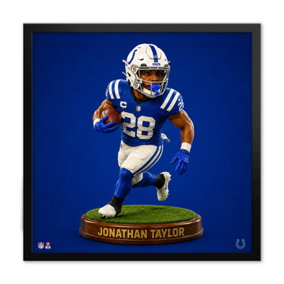 NFL-PA INDIANAPOLIS COLTS JONATHAN TAYLOR 28 12"X12" ENCADRÉ TÊTE À BOBINAGE