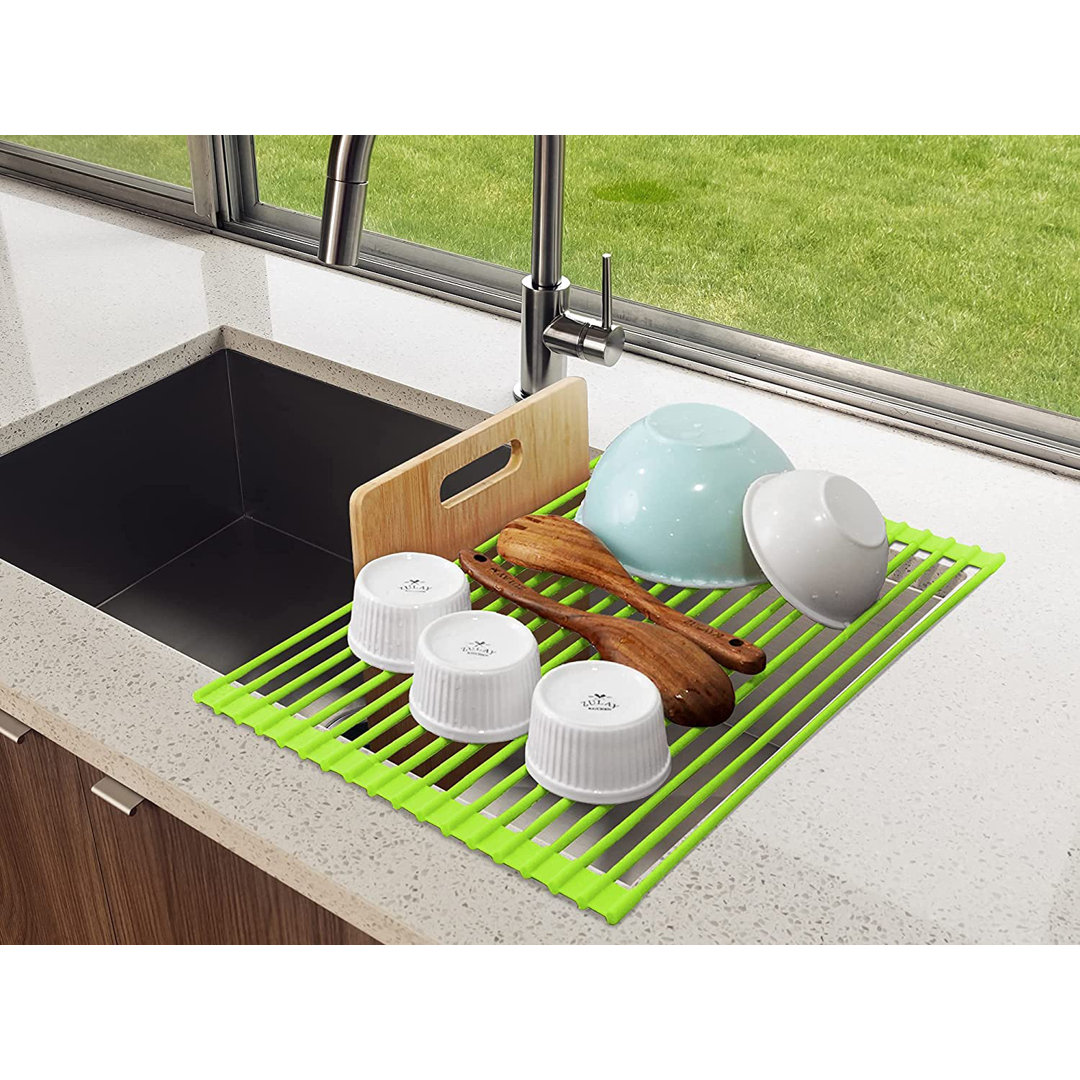 Zulay Kitchen Large Roll Up Dish Drying Rack - Heavy Duty Silicone Wrapped Steel Rods Over Sink Dish Drying Rack Zulay Kitchen 
