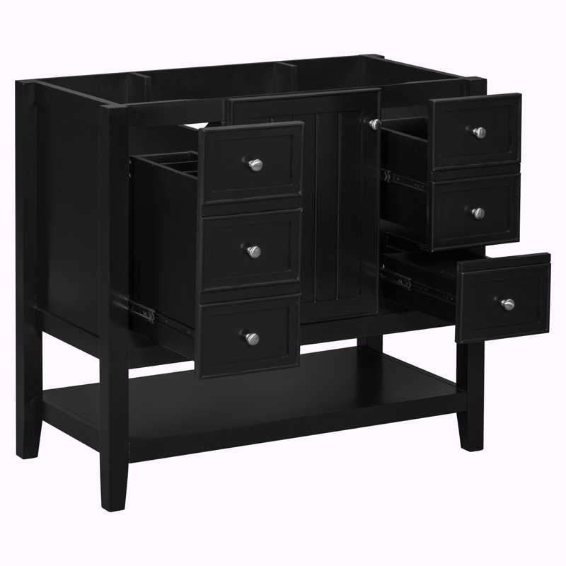 35,5 base de meuble-lavabo simple seulement, Noir