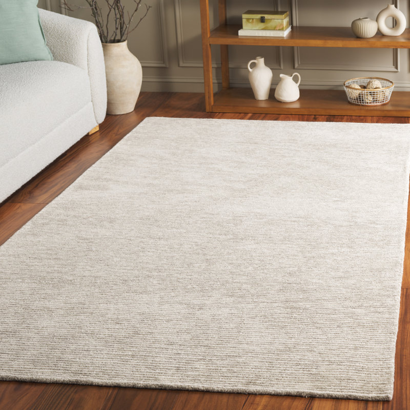 Tapis en laine et coton ivoire touffeté à la main Ebony, Rectangle 5 pi x 8 pi