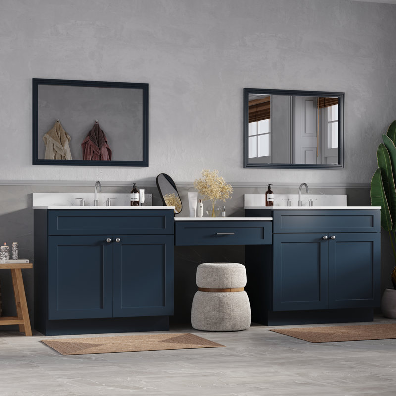 103'' Double Bathroom Vanity with Quartz Top, Blue