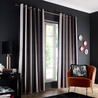 Laurence Llewelyn-Bowen Festivo Stripe Eyelet Curtains Black
