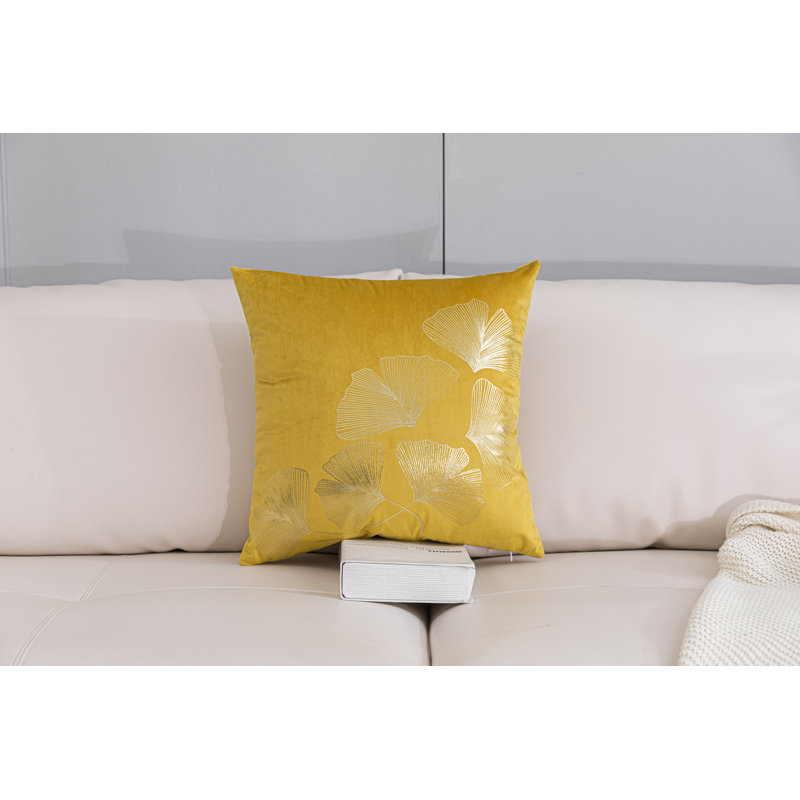  Housse de coussin Gold Ginkgo, Moutarde, H 20 po x l 20 po