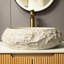 Vasque de salle de bain ovale irrégulière en résine de 45,7 cm (18 po), motif pierre, aspect artistique, beige, sans robinet, durable et facile d'entretien.