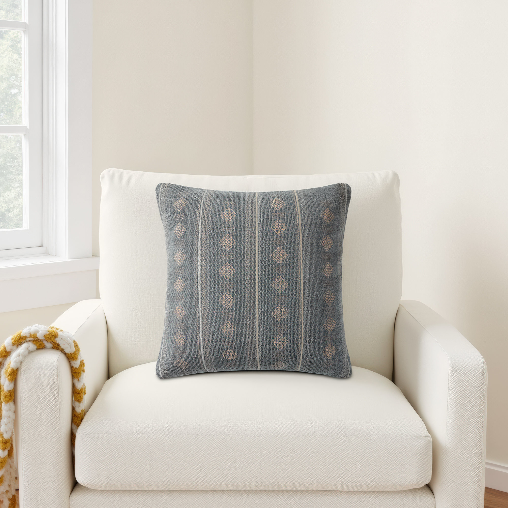 Palomar Striped Cotton Throw Pillow, Polyester/Polyfill