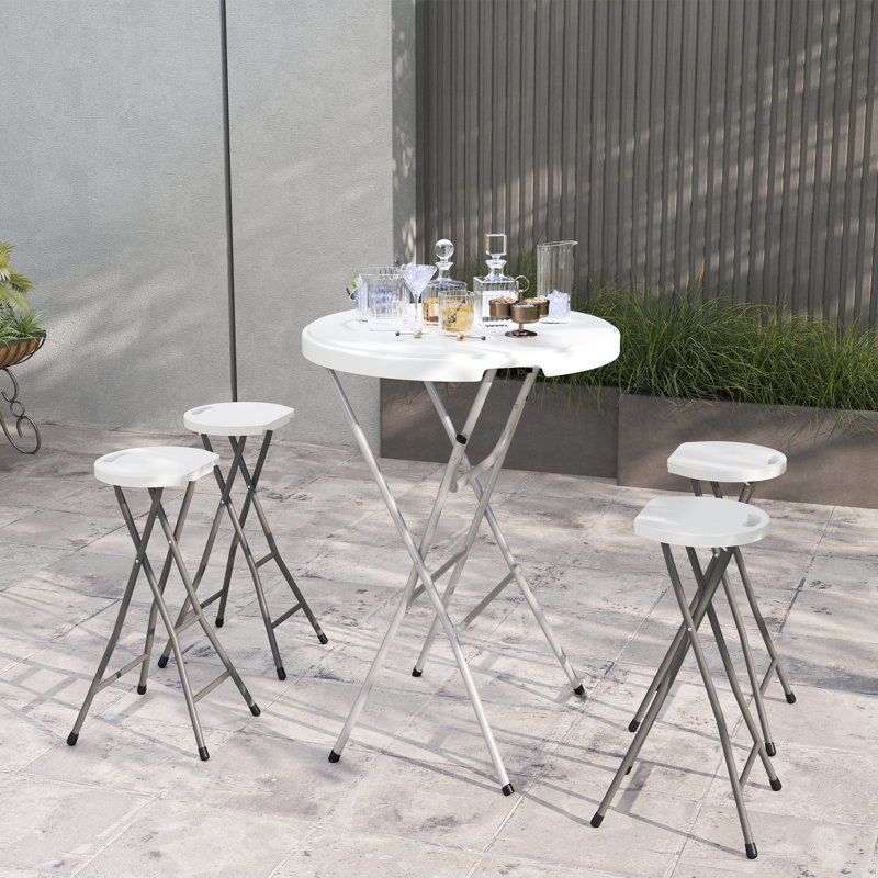 Ensemble de 4 tabourets de bar pliants 29 po avec poignée, blanc