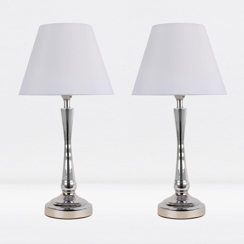 Laskowski Metal Table Lamp, Polished Chrome, White