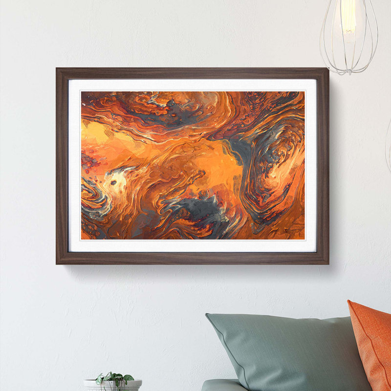 Breaking Down in Abstract - Picture Frame Painting Print, 62cm H x 87cm W x 2cm D, Walnut Framed