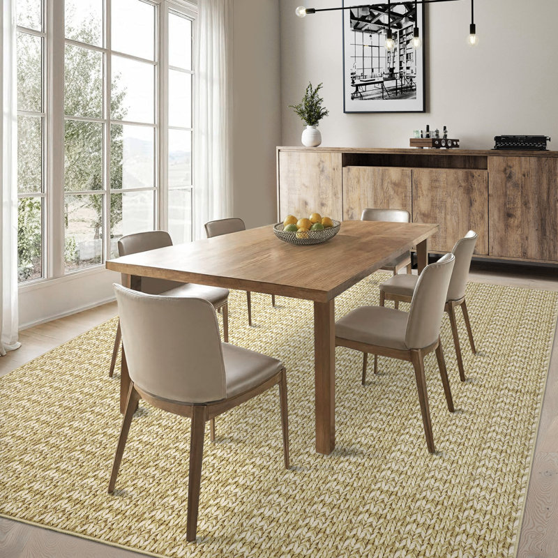 Large Living Room Rug 10x13 Modern Solid Accent Carpet, Stain-Resistant Printed Braided Area Rug, Machine Washable, Easy Cleaning Floor Mats for Bedroom, Kitchen, Home Office, Camel