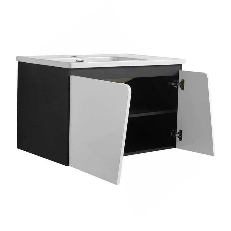 Meuble-lavabo mural flottant 32 po avec lavabo simple et porte d'armoire à fermeture en douceur 32 po, 32'