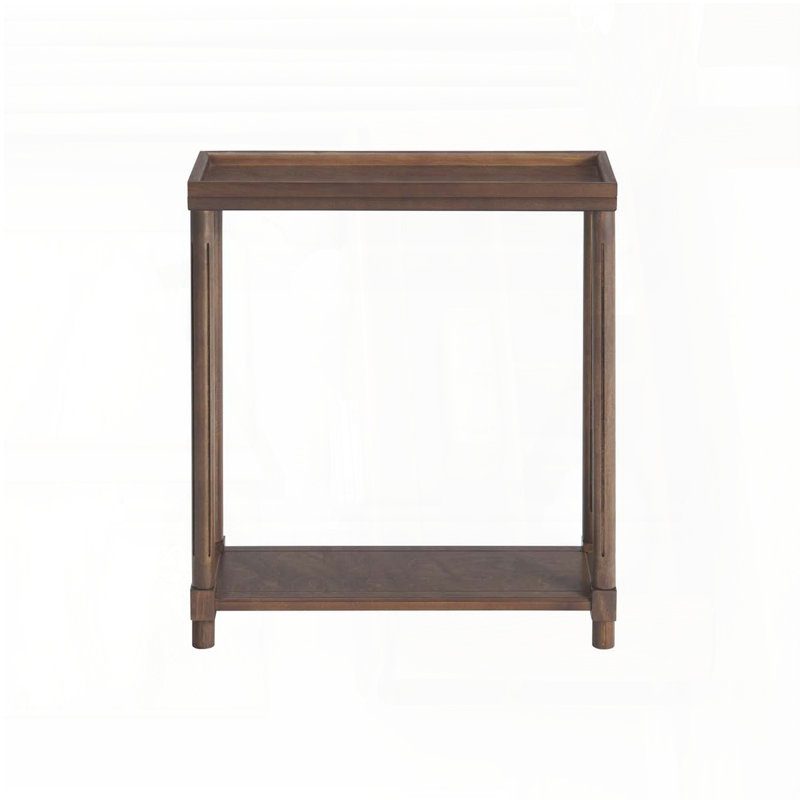 Ensemble de table de bout étroite avec tablette - sans outil, Châtaigne